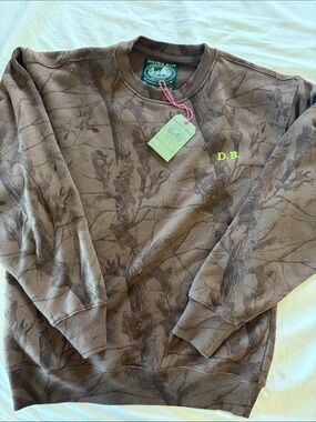 Dairy Boy Brown Camouflage Crewneck Sweater - D.B. Embroidered